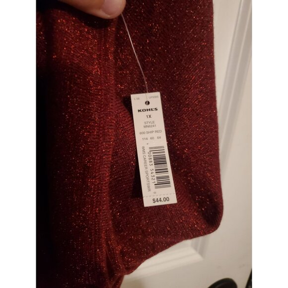 New with tags Apt. 9 Women's sparkly Holidays Red top Size 1X plus size - Picture 4 of 8